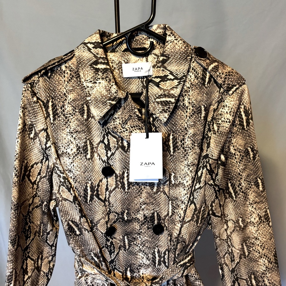 NWT Zapa Paris Snake Print Rain Trench